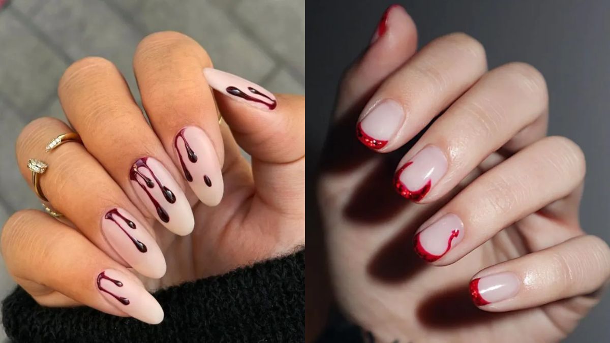 Custom Halloween Press On Nails | Blood Stain Splatter – DIPPY COW NAILS
